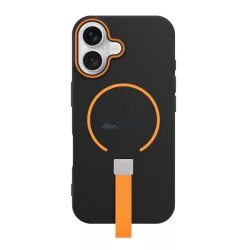   HUSĂ! - Silicon protector de telefon (microfibră pluș interior, camera de protecție, curea deget, MagSafe) BLACK Apple iPhone 16 Pro