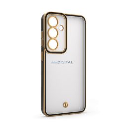   HUSĂ! - Protector de telefon din silicon (rezistent la șocuri, mat, spate din plastic, protector pentru cameră) GOLD/Negru Samsung Galaxy S25 (SM-S931)