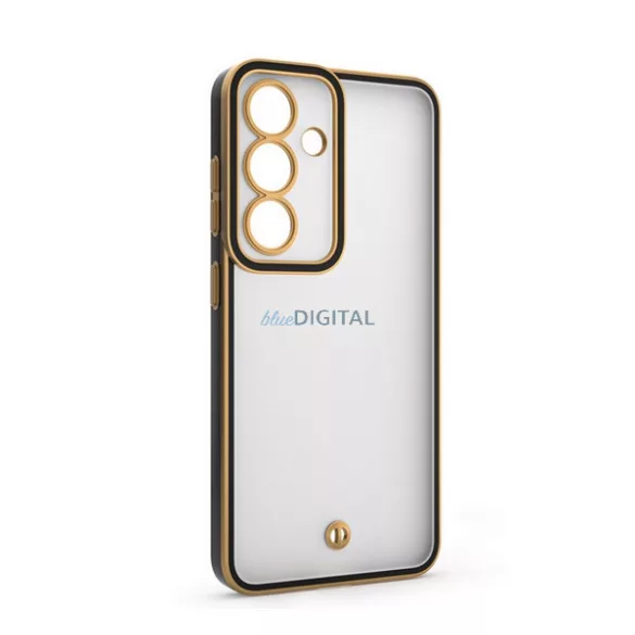 HUSĂ! - Protector de telefon din silicon (rezistent la șocuri, mat, spate din plastic, protector pentru cameră) GOLD/Negru Samsung Galaxy S25 (SM-S931)