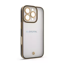   HUSĂ! - Protector de telefon din silicon (rezistent la șocuri, mat, spate din plastic, protector de cameră) GOLD/Negru Apple iPhone 15 Pro