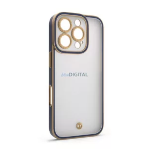 HUSĂ! - Silicon protector de telefon (rezistent la șocuri, mat, spate din plastic, protector de cameră) GOLD/BLACK Apple iPhone 15