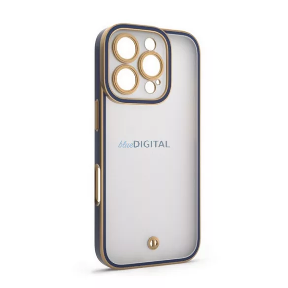 HUSĂ! - Silicon protector de telefon (rezistent la șocuri, mat, spate din plastic, protector de cameră) GOLD/BLACK Apple iPhone 15