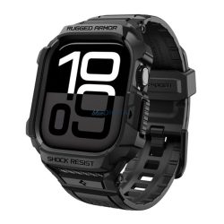   SPIGEN RUGGED ARMOR PRO 2 Curea de rezervă (dimensiune personalizată, mare, silicon, rezistentă la șocuri + cadru din silicon) BLACK Apple Watch Series 5 44mm, Watch Series 4 44mm, Watch Series 3 42mm