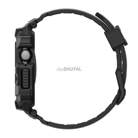 SPIGEN RUGGED ARMOR PRO 2 Curea de rezervă (dimensiune personalizată, mare, silicon, rezistentă la șocuri + cadru din silicon) BLACK Apple Watch Series 5 44mm, Watch Series 4 44mm, Watch Series 3 42mm