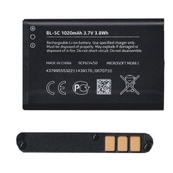   NOKIA Baterie 1020 mAh LI-ION (succesor BR-5C / BL-5CB) Nokia 215 Dual Sim, Nokia 222, Nokia 105 (2015), Nokia 216, Nokia 150 (2017), Nokia 130 (2017), CAT B30, Nokia C2-00, Nokia C1-00, Nokia 101, Nokia