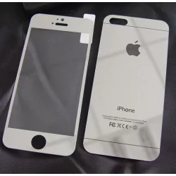   iPhone 6 6S Plus (5,5") folie de sticlă argintie față + spate cu logo
