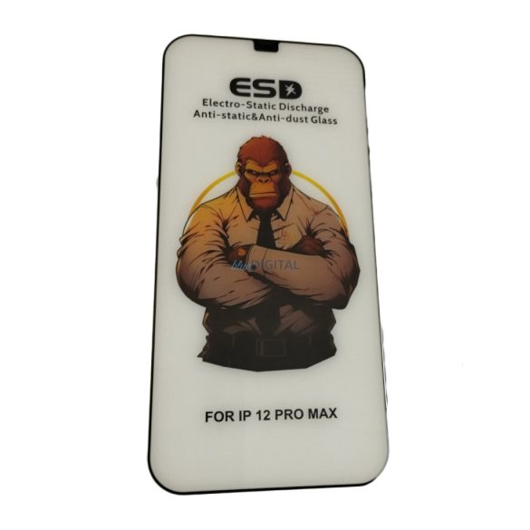 iPhone 12 Pro Max (6.7") folie de sticlă frontală, temperată, cadru negru, 9H, acoperire completă, ESD (fără ambalaj și accesorii)