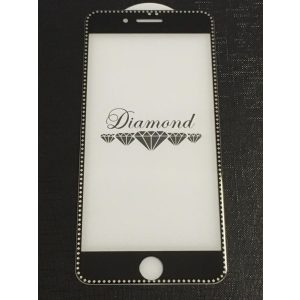 Film Diamond pentru iPhone 7 Plus / 8 Plus (5,5"), negru-argintiu, din sticlă frontală 3D