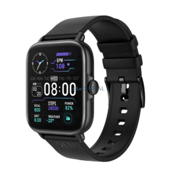 Ceas inteligent Colmi P28 Plus cu curea din silicon, display HD de 1,69 inchi, apel bluetooth, impermeabil IP67, negru