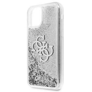 Carcasă din spate GUESS TPU Big 4G iPhone 12 Pro Max (6,7") argintiu cu sclipici lichid