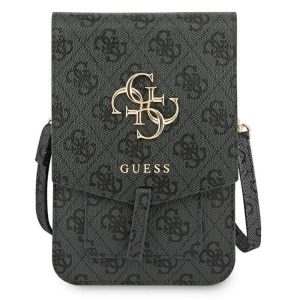 Telefon Guess 4G Metal Logo gri și geantă durabilă cu card bancar, cu curea de umăr