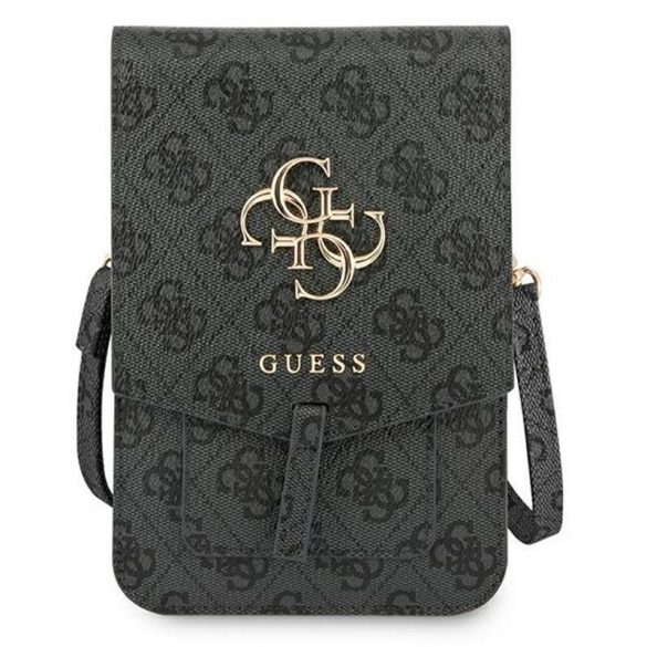 Telefon Guess 4G Metal Logo gri și geantă durabilă cu card bancar, cu curea de umăr