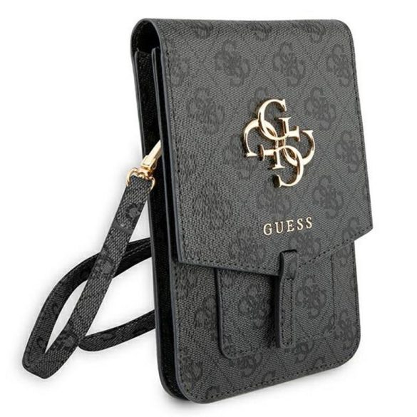 Telefon Guess 4G Metal Logo gri și geantă durabilă cu card bancar, cu curea de umăr