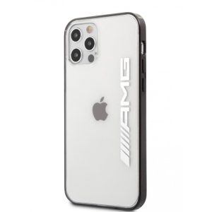 Husă AMG Mettalic Black pentru iPhone 12 Pro Max (6,7"), cadru transparent din spate