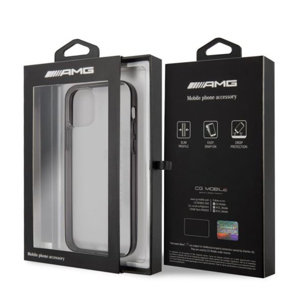 Husă AMG Mettalic Black pentru iPhone 12 Pro Max (6,7"), cadru transparent din spate