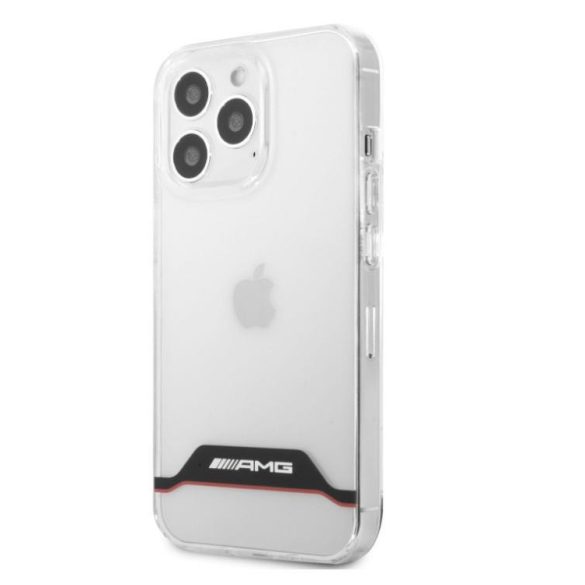 Carcasa AMG pentru iPhone 13 Mini (5,4") transparentă cu dungi roșii