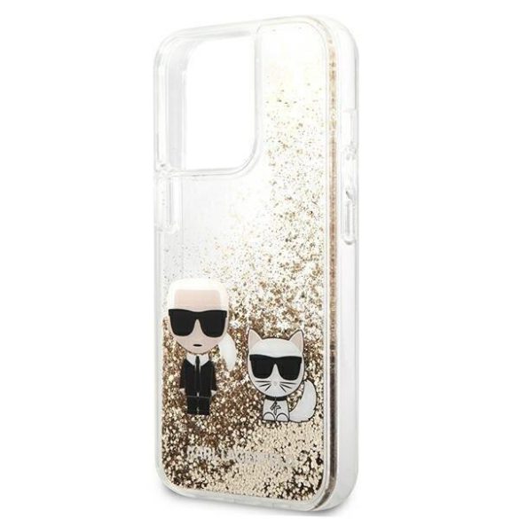 Husa din spate cu sclipici din aur lichid „Karl and Choupette” pentru iPhone 13 Pro (6.1") Karl Lagerfeld