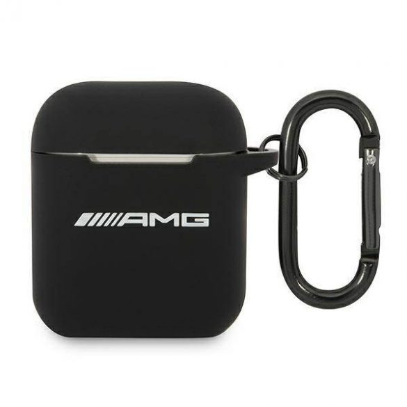 Husa din silicon Airpods 1/2 cu agatat, neagra, AMG AMA2RBK
