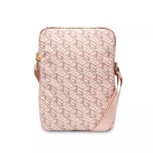 Geanta tableta 10", curea de umar, model cub, roz, GUESS GUTB10HGCFSEP