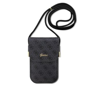 Geantă rezistentă pentru telefon și card bancar cu curea de umăr, neagră, GUESS, GUOWBP4SNSK