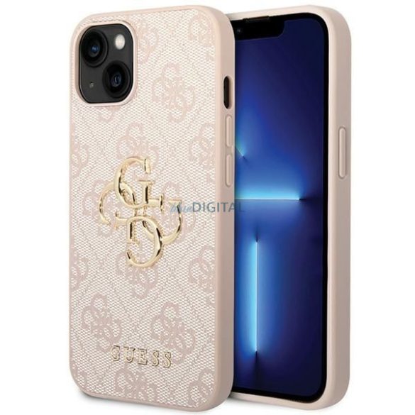 Husa din spate pentru iPhone 15 (6.1"), PU, ​​​​roz, sigla metalica GUESS 4G (GUHCP15S4GMGPI)
