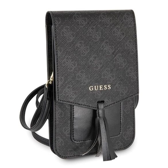 Guess 4G Wallet telefon negru și geantă durabilă pentru card bancar, cu curea de umăr