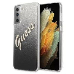   HUSĂ! - Husa spate Samsung Galaxy S21 Plus, sclipici, negru-argintiu, SM-G996, GUESS Vintage