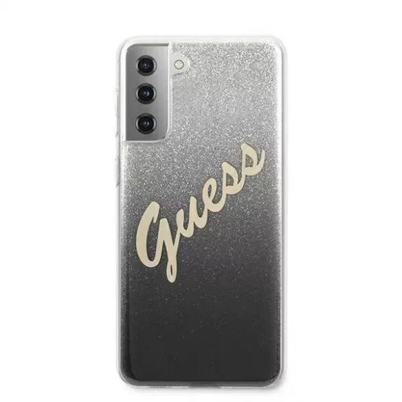 HUSĂ! - Husa spate Samsung Galaxy S21 Plus, sclipici, negru-argintiu, SM-G996, GUESS Vintage
