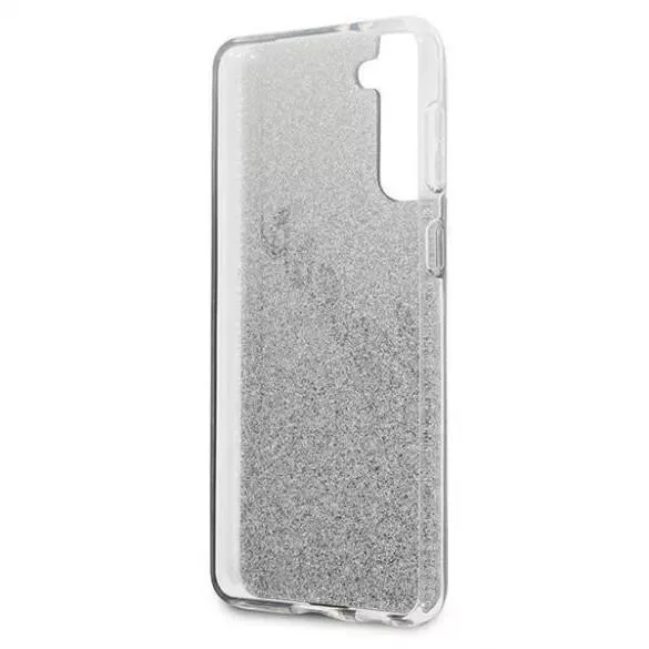 HUSĂ! - Husa spate Samsung Galaxy S21 Plus, sclipici, negru-argintiu, SM-G996, GUESS Vintage