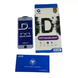   iPhone 6 / 6S (4.7") folie de sticlă frontală, cadru alb, 9H, 0.33mm, filtru de lumină albastră, 3D Full Glue, Lito D+
