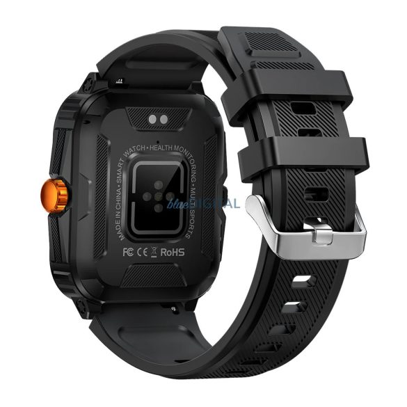 Ceas inteligent Colmi P76 cu curea din silicon, sport/fitness, display IPS 1.96", rezistenta la apa 3ATM, negru/portocaliu