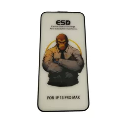   iPhone 15 Pro Max (6.7") folie de sticlă frontală, temperată, cadru negru, 9H, acoperire completă, ESD (fără ambalaj și accesorii)