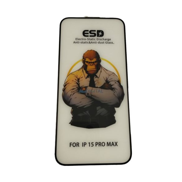 iPhone 15 Pro Max (6.7") folie de sticlă frontală, temperată, cadru negru, 9H, acoperire completă, ESD (fără ambalaj și accesorii)