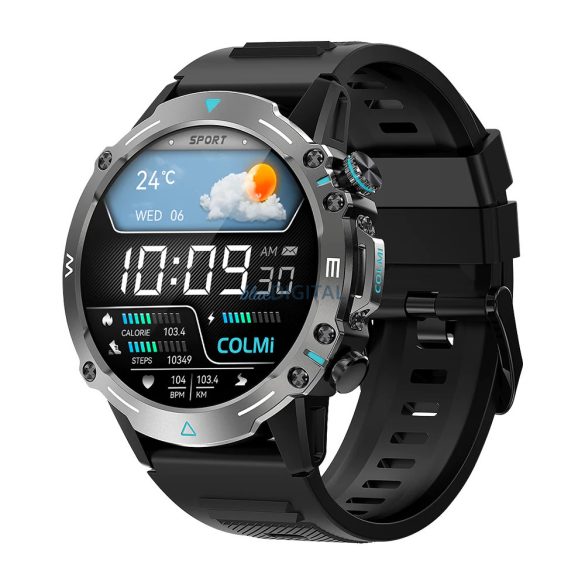 Ceas inteligent Colmi M42 cu curea de silicon, ceas sport, ecran AMOLED de 1,43", rezistență la apă IP67, negru