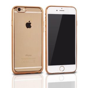 Husa din silicon Samsung Galaxy A3 2016, transparenta/aurie, SM-A310, rama colorata