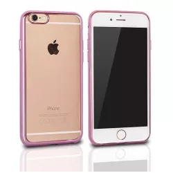   Husa din silicon Samsung Galaxy A3 2017, transparenta/roz, SM-A320, rama colorata