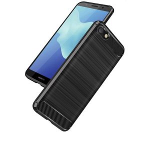 Husa silicon Huawei Y3 2018, neagra, fibra de carbon