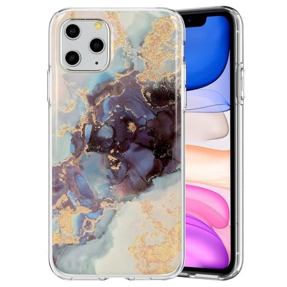 Husă din silicon pentru iPhone 12 Mini (5,4"), carcasă din spate, carcasă TPU, model de marmură, design cu sclipici marmură 3