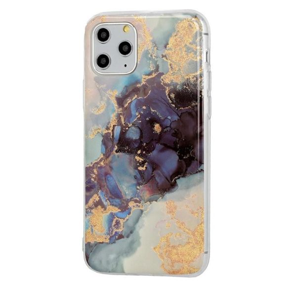 Husă din silicon pentru iPhone 12 Mini (5,4"), carcasă din spate, carcasă TPU, model de marmură, design cu sclipici marmură 3