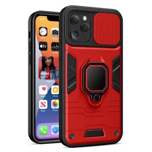 HUSĂ! - Carcasa spate rezistenta la socuri Samsung Galaxy A73, carcasa PC/TPU, cu protectie pentru camera, rosu-negru, iese in evidenta, SM-A736, lentila inel