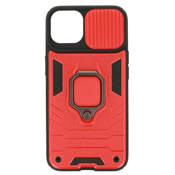 Carcasa spate rezistenta la socuri Samsung Galaxy A73, carcasa PC/TPU, cu protectie pentru camera, rosu-negru, iese in evidenta, SM-A736, lentila inel
