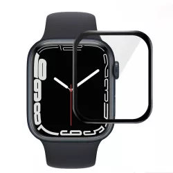   Apple Watch 7 Folie de sticlă cu cadru negru, PMMA, acrilic, 9H, temperat, suprafață completă, 41mm, lipici complet acrilic