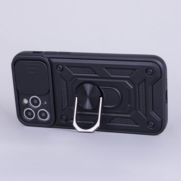 Husă din spate rezistentă la impact pentru iPhone 14 (6,1"), remarcabilă, neagră, Defender Slide