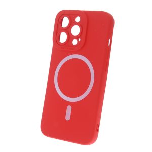 iPhone 14 (6.1") silicon husă, spate husă, piele de căprioară interior, rosu, mat, silicon husă Magsafe