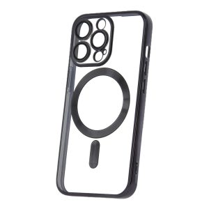 iPhone 12 (6.1")Husădin silicon,HusăTPU, protecție cameră, magsafe, rama cromată, negru, culoare Chrome Mag