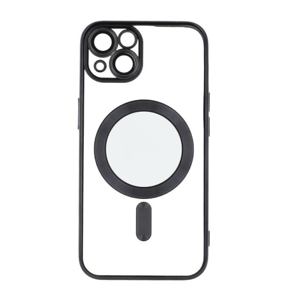 iPhone 12 (6.1")Husădin silicon,HusăTPU, protecție cameră, magsafe, rama cromată, negru, culoare Chrome Mag