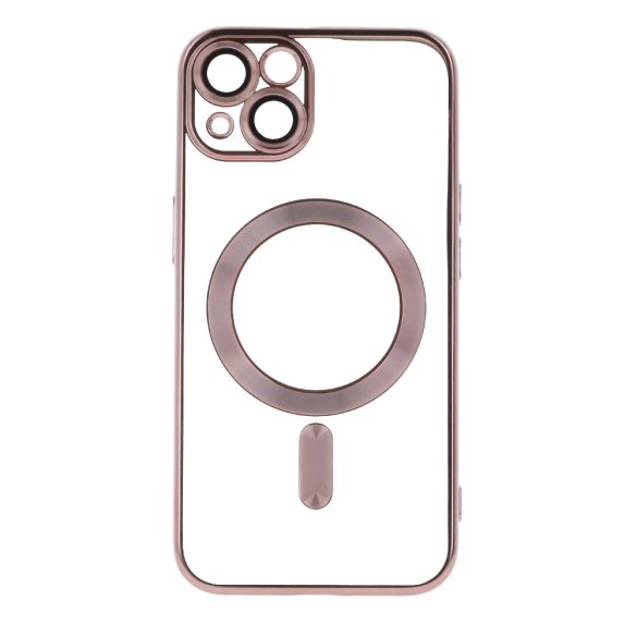 iPhone 13 (6.1")Husădin silicon,HusăTPU, protecție cameră, magsafe, luneta cromată, aur roz, culoare Chrome Mag