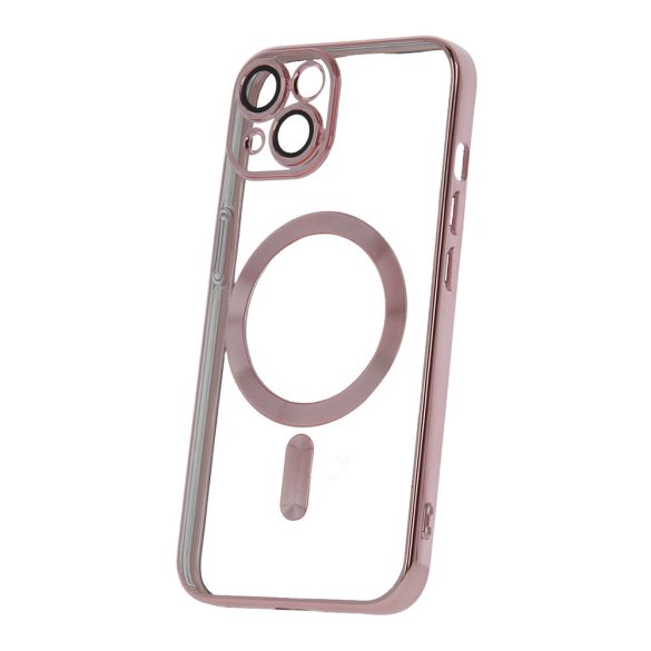 iPhone 14 (6.1")Husădin silicon,HusăTPU, protecție cameră, magsafe, luneta cromată, aur roz, culoare Chrome Mag