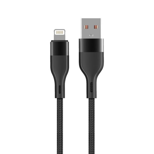Cablu de date iPhone 8pin, acoperit cu material, 1M, 2.4A, negru, Maxlife MXUC-07