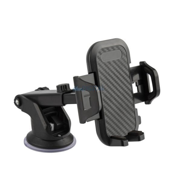Suport auto universal, poate fi amplasat pe parbriz / bord, rotativ 360°, braț telescopic, negru, Setty US-T1